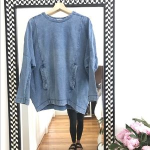 Helmut Lang Chambray Dolman Sweatshirt